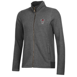 NC State Wolfpack Women's Charcoal Wolfhead Relaxed Luxe Full Zip Jacket