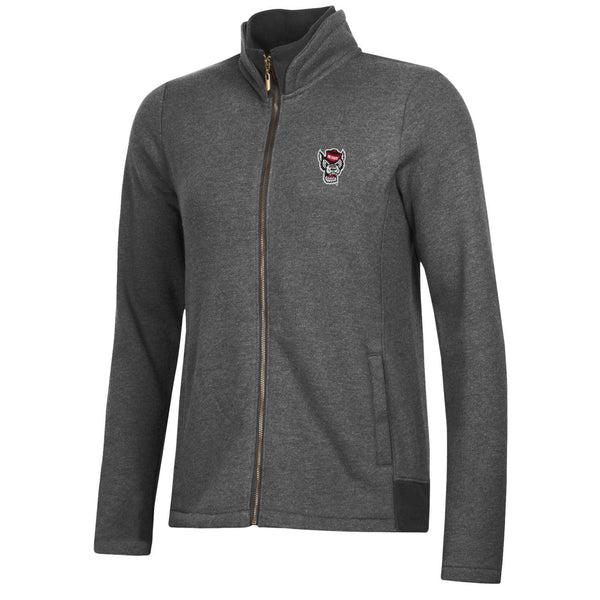NC State Wolfpack Women's Charcoal Wolfhead Relaxed Luxe Full Zip Jacket