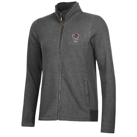 NC State Wolfpack Women's Charcoal Wolfhead Relaxed Luxe Full Zip Jacket