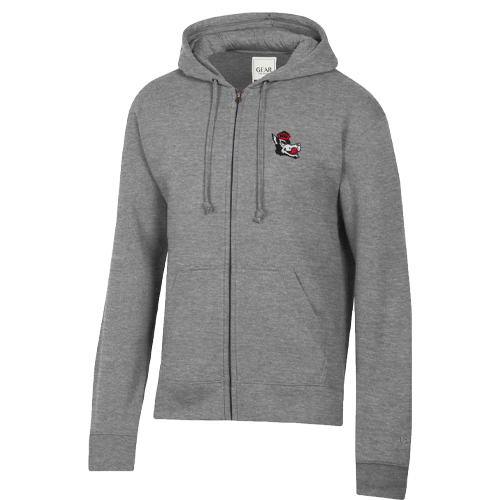 NC State Wolfpack Big Cotton Charcoal Heather Slobbering Wolf Full Zip Hooded Sweatshirt
