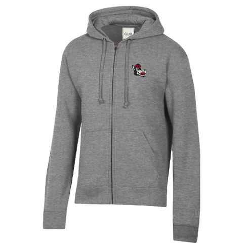 NC State Wolfpack Big Cotton Charcoal Heather Slobbering Wolf Full Zip Hooded Sweatshirt