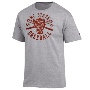 NC State Wolfpack Champion Grey Wolfhead Baseball T-Shirt