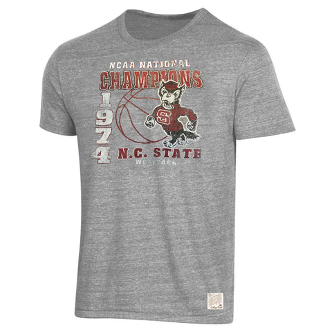 NC State Wolfpack Retro Brands Heather Grey 1974 National Champion T-Shirt