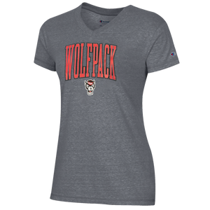 NC State Wolfpack Women's Champion Grey V-Neck Wolfpack T-Shirt