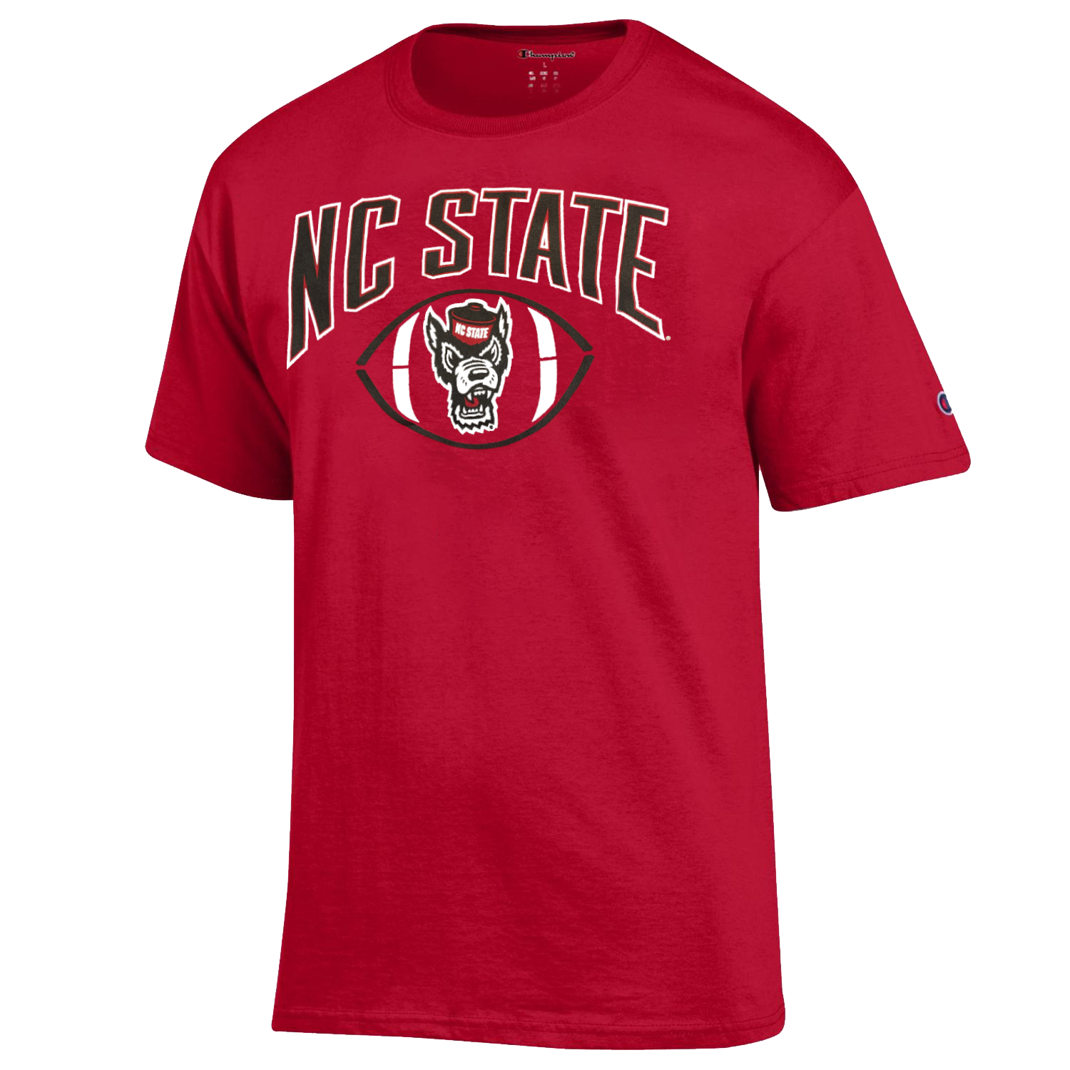 NC State Wolfpack Champion Red Wolfhead Football T-Shirt