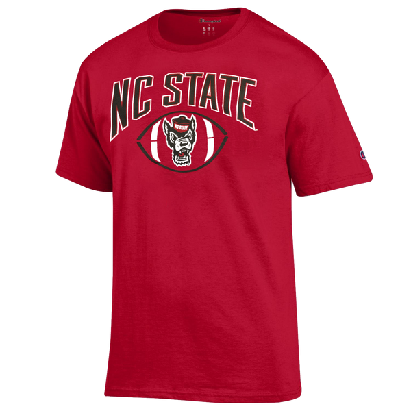 NC State Wolfpack Champion Red Wolfhead Football T-Shirt