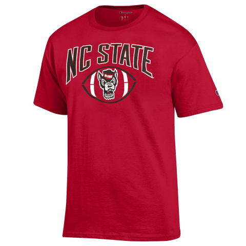 NC State Wolfpack Champion Red Wolfhead Football T-Shirt