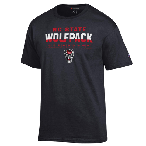 NC State Wolfpack Champion Black Yard Marks Football T-Shirt