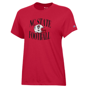 NC State Wolfpack Champion Women's Red Football Helmet T-Shirt