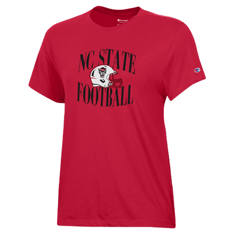 NC State Wolfpack Champion Women's Red Football Helmet T-Shirt