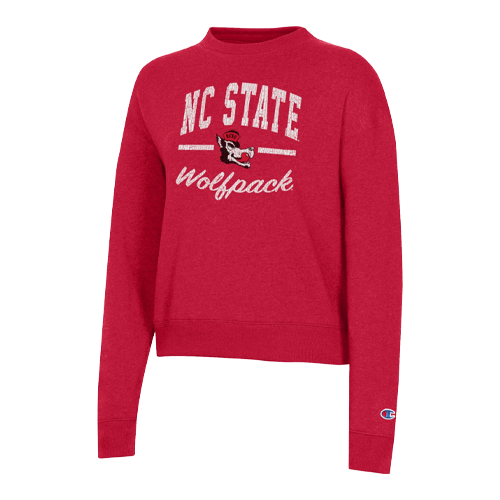 NC State Wolfpack Champion Triumph Women's Scarlet Slobbering Wolf Crewneck