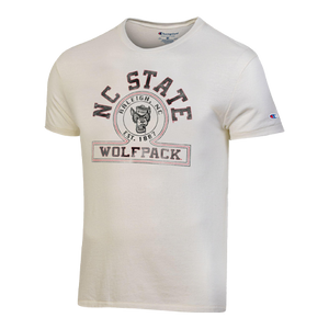 NC State Wolfpack Champion Alabaster White Distressed Raleigh Arched Wolfhead T-Shirt