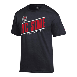 NC State Wolfpack Champion Black Slanted Outline Wolfhead T-Shirt