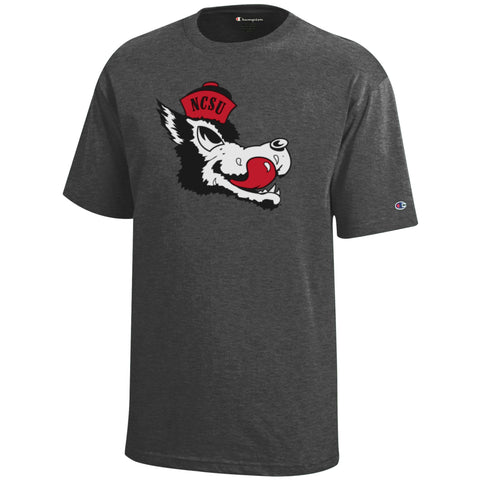 NC State Wolfpack Champion Youth Granite Heather Slobbering Wolf T-Shirt