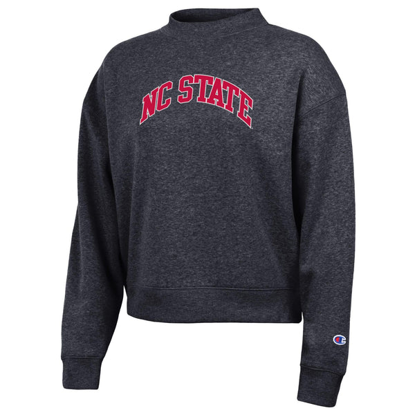 NC State Wolfpack Champion Triumph Women's Heather Black Arch Crewneck