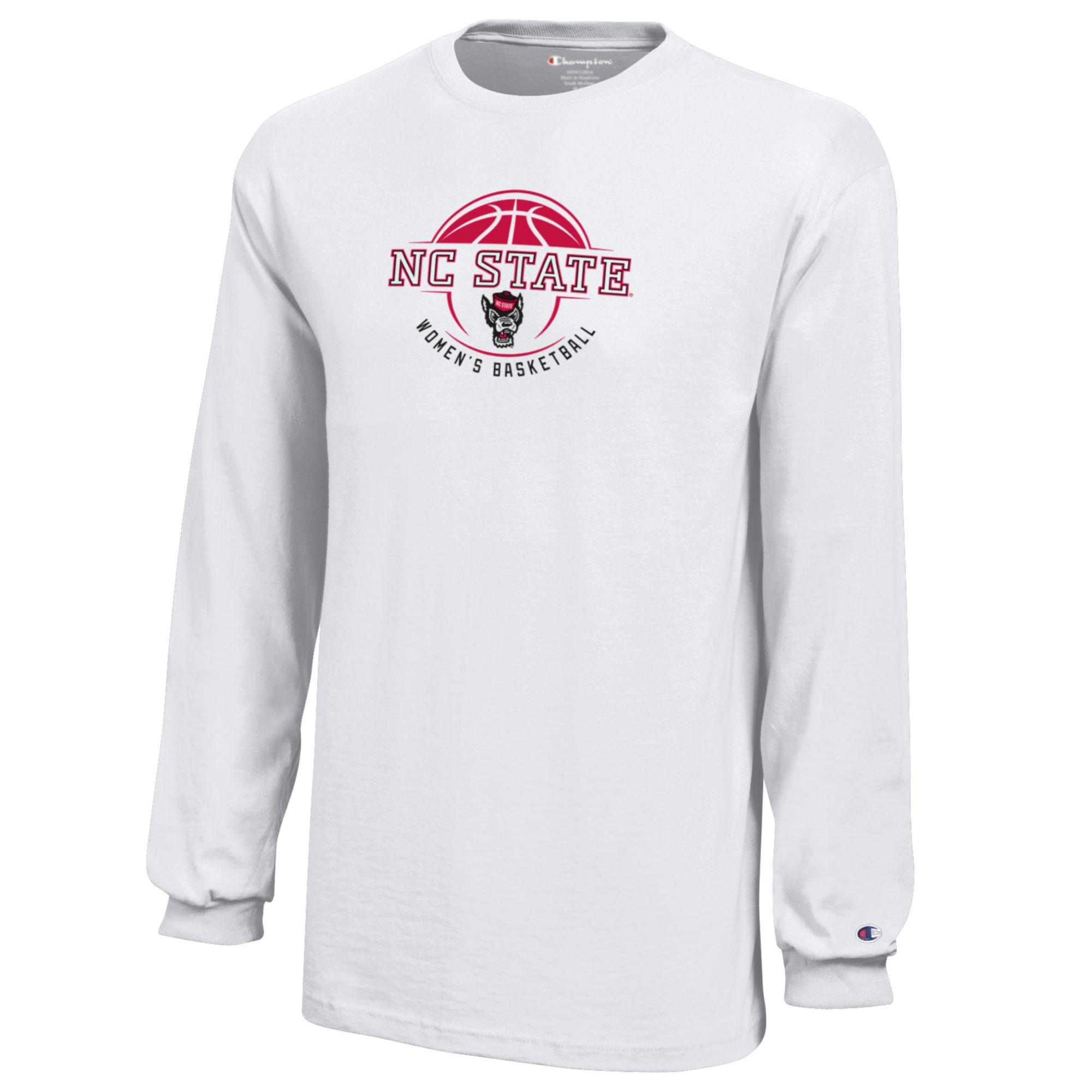 NC State Wolfpack Champion Youth White Long Sleeve Women's Basketball T-Shirt