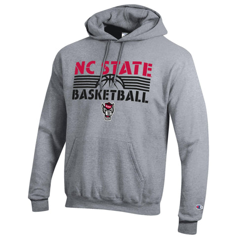 NC State Wolfpack Champion Heather Grey Basketball Hooded Sweatshirt