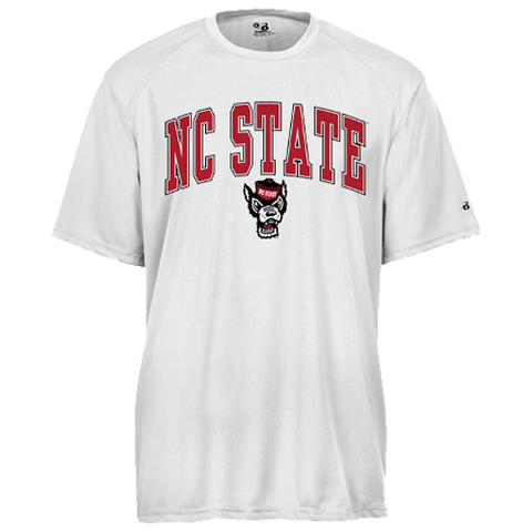 NC State Wolfpack Youth White Arch Wolfhead Performance T-Shirt
