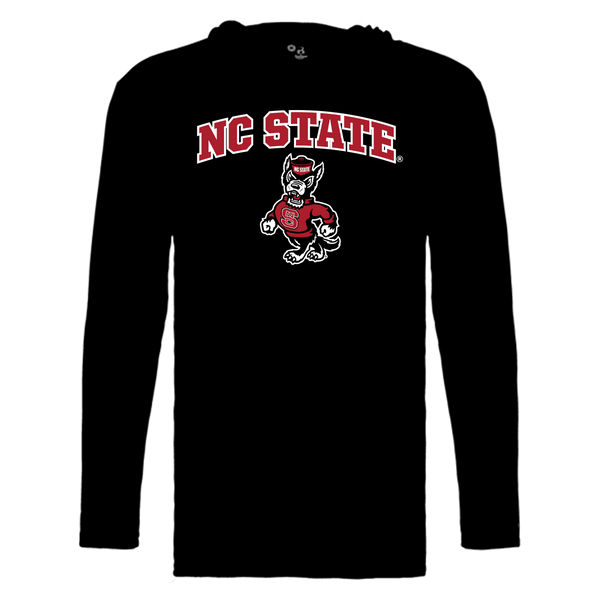 NC State Wolfpack Youth Black Performance Hooded Long Sleeve Shirt