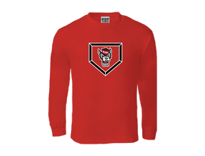 NC State Wolfpack TRT Youth Red Wolfhead Homeplate Long Sleeve T-Shirt