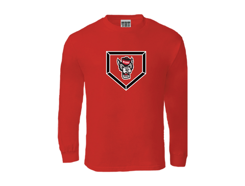 NC State Wolfpack TRT Youth Red Wolfhead Homeplate Long Sleeve T-Shirt