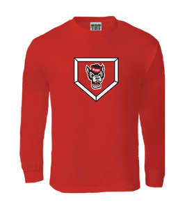 NC State Wolfpack Red Wolfhead Homeplate Long Sleeve T-Shirt