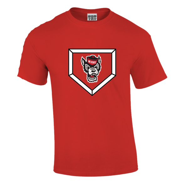 NC State Wolfpack Youth Red Wolfhead Homeplate Short Sleeve T-Shirt