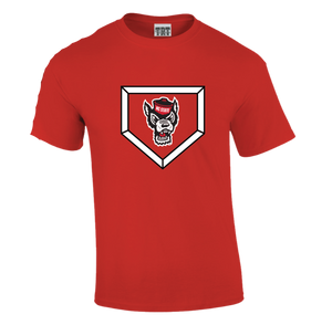 NC State Wolfpack Red Wolfhead Homeplate Short Sleeve T-Shirt