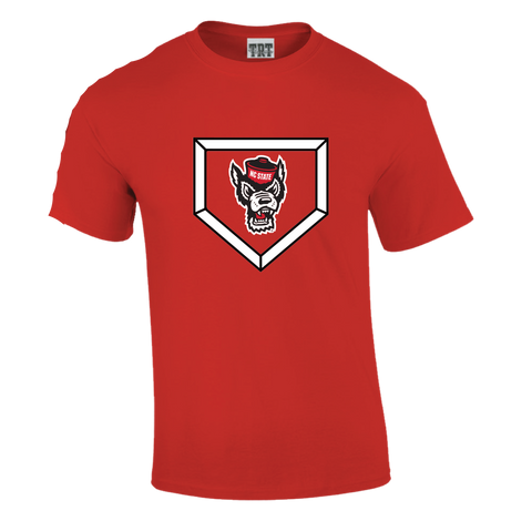 NC State Wolfpack Red Wolfhead Homeplate Short Sleeve T-Shirt