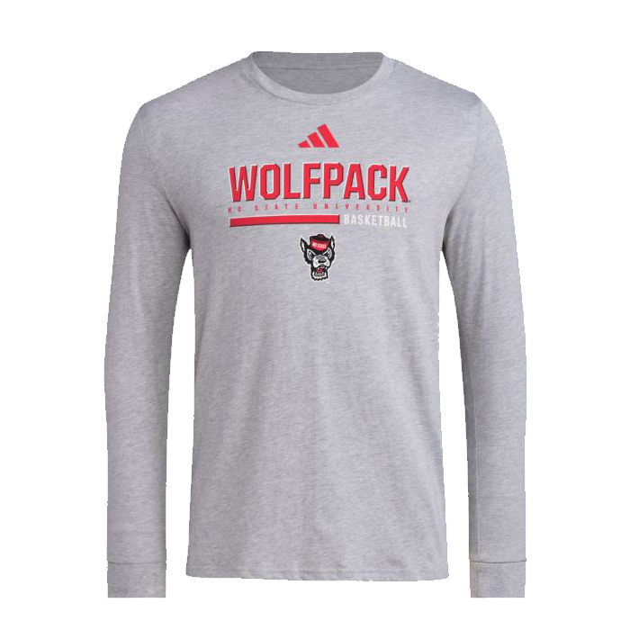 NC State Wolfpack adidas Grey Basketball Pregame Long Sleeve Performance T-Shirt