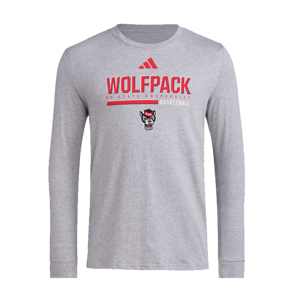 NC State Wolfpack adidas Grey Basketball Pregame Long Sleeve Performance T-Shirt