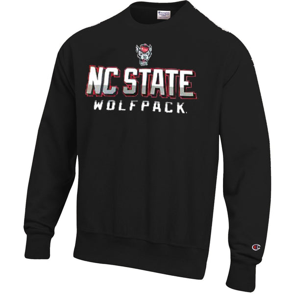 NC State Wolfpack Champion Youth Black Shadow Letter Crewneck Sweatshirt