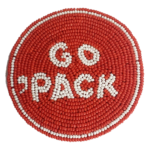 NC State Wolfpack Red and White Go Pack Beaded Button