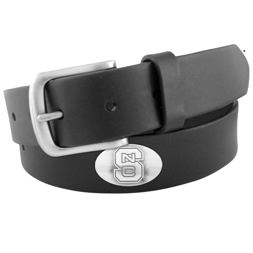 NC State Wolfpack Black Concho No Tip Leather Belt