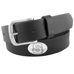 NC State Wolfpack Black Concho No Tip Leather Belt