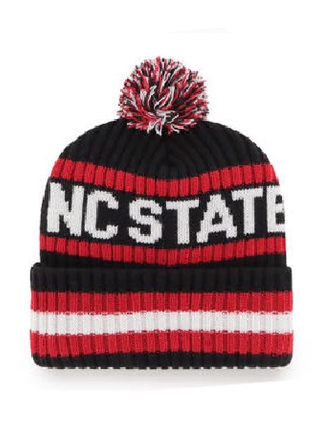 NC State Wolfpack Black Bering 47 Knit Cuff Beanie W/Pom
