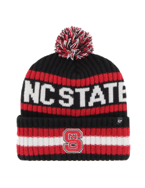 NC State Wolfpack Black Bering 47 Knit Cuff Beanie W/Pom