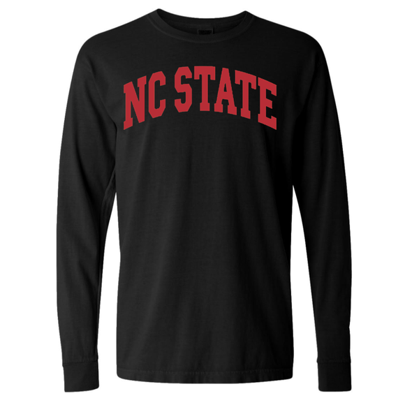 NC State Wolfpack Comfort Colors Black Arch Long Sleeve T-Shirt