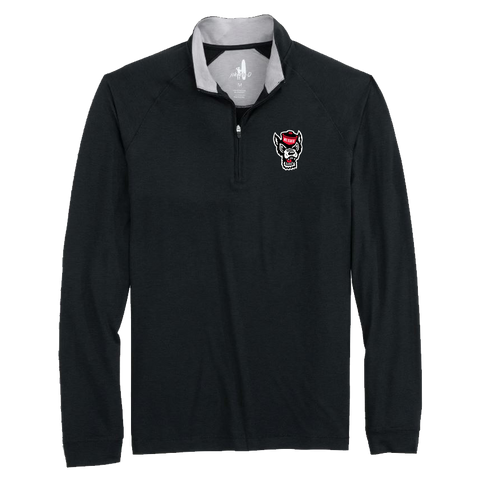 NC State Wolfpack johnnie-O Black Freeborne Wolfhead 1/4 Zip Pullover