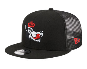 NC State Wolfpack New Era 9Fifty Black Mesh Slobbering Wolf Flatbill Adjustable Hat