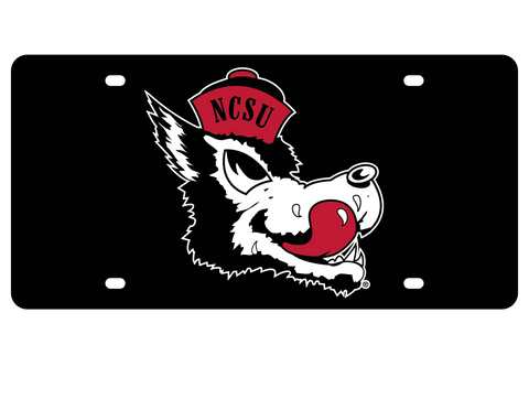 NC State Wolfpack Black Slobbering Wolf Laser Cut License Plate