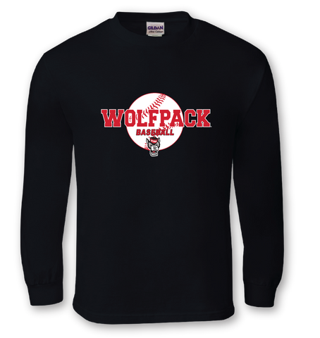 NC State Wolfpack Wolfhead Baseball Black Long Sleeve T-Shirt