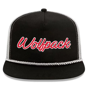 NC State Wolfpack New Era Black Wolfpack Script The Golfer Adjustable Snapback Hat