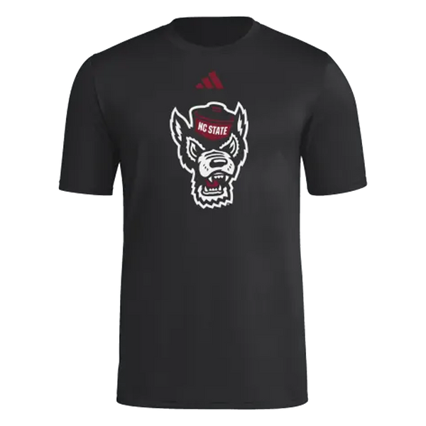 NC State Wolfpack adidas Black Wolfhead Pregame Performance T-Shirt