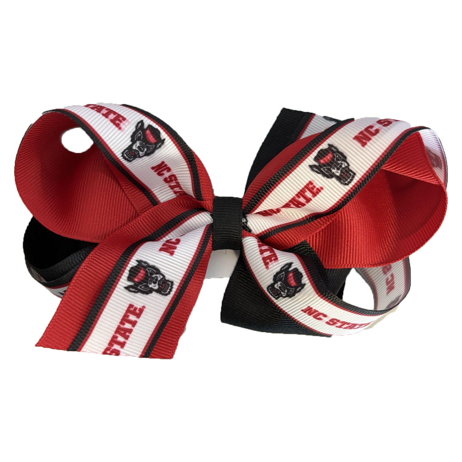 NC State Wolfpack Black and Red Logo Stripe Hair Bow