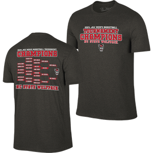 NC State Wolfpack Heathered Black 2024 ACC Men's Basketball Tournament Champions Bracket T-Shirt