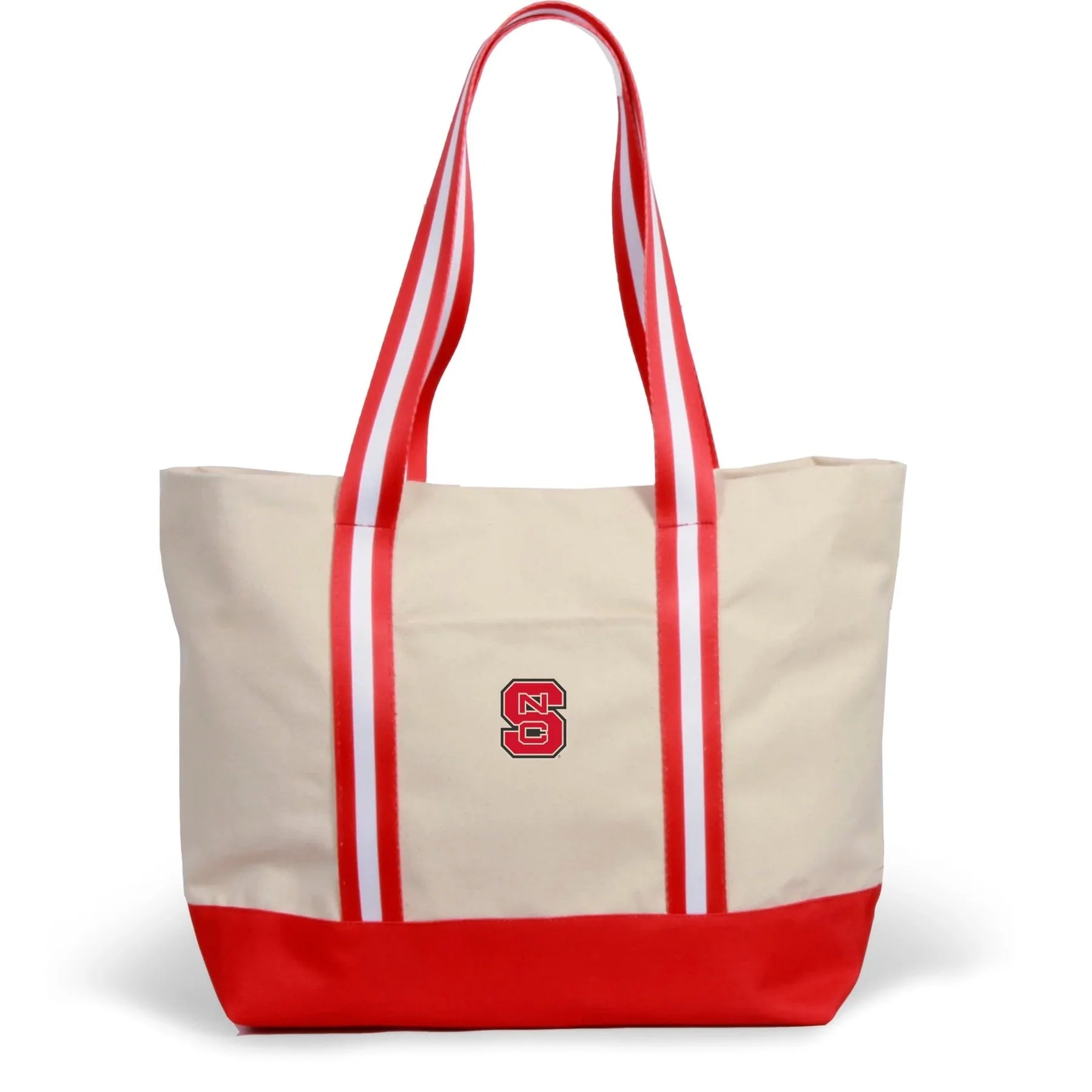 NC State Wolfpack Red and White Striped Canvas Boat Tote