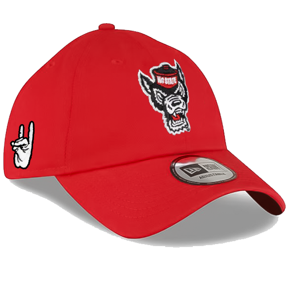 NC State Wolfpack New Era Scarlet Wolfhead w/Hand Sign Adjustable Hat