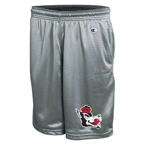 NC State Wolfpack Champion 8.5" Inseam Grey Slobbering Wolf Mesh Shorts