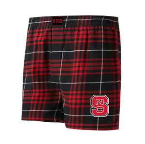 NC State Wolfpack Men's Black/Red Block S Concord Flannel Boxer Shorts
